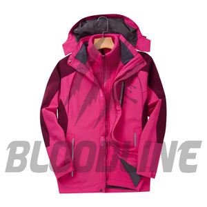 Chaqueta con Capucha Rosa para Mujer, Cortavientos, con Bloques de Color, Manga Larga, para Invierno, Diseño con Estampado de Rayos - Product Image 3