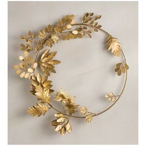 Elegant Silver Metal Botanical <b>Wreath</b> with Leaf <b>Frame</b> for Wedding Arch and Party Decor - Product Image 6