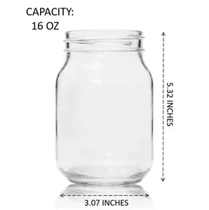 شعار مُزين بنقوش بارزة حسب الطلب 16oz فارغة الزجاج ميسون جرة تخزين مع غطاء ألمونيوم - Product Image 5