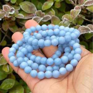 Chakralume Natural Blue Angelite Beaded <b>Bracelet</b> for <b>Healing</b> Reiki Energy Jewelry Unisex Gift From Rajasthan 8mm Wholesale - Product Image 2