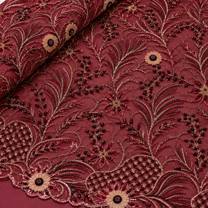 3D Crystal Heavy Stone Beaded Lace Fabric Luxury Floral Design 100% Polyester <b>Black</b> Anti-static 4 Yards Wedding European Indian - Product Image 5