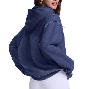 Sudaderas con capucha personalizadas con lavado ácido, MOQ bajo, para ropa urbana, calidad premium, servicio OEM, sudaderas para mujer a precio de mayorista. - Product Image 2
