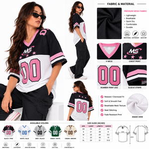 Camiseta de Fútbol de Malla con Cuello en V de Alta Calidad, Manga Corta, Ajuste Relajado, Gráfico de Estrella, Detalle de Número, Estilo Urbano Y2K, Venta al por Mayor a Granel - Product Image 5