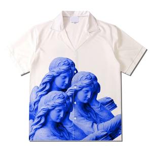 Chemise boutonnée à manches courtes en rayonne respirante, dernier design, impression 3D personnalisée, idéale pour l'été - Product Image 1