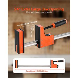 Set di 2 Morsetti Paralleli da 24 Pollici ad Alta Resistenza, Capacità 1500 Libbre, per Lavorazione del Legno - Product Image 3