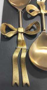 Ensemble de service à salade moderne en acier inoxydable avec poignée à design noué, têtes en acier inoxydable poli miroir, durable et réutilisable AH - Product Image 4