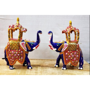 Handcrafted High Quality Wooden Animal Royal <b>Elephant</b> Figurines Howdah Pair (Art Deco Design Environment-Friendly Home <b>Decor</b>) - Product Image 3