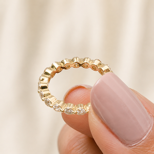 Anillo de Boda Apilable de Oro 14K 18K con Diamantes Redondos de 1.30CT y Moissanita Personalizada, Joyería Fina de Moissanita al por Mayor - Product Image 3