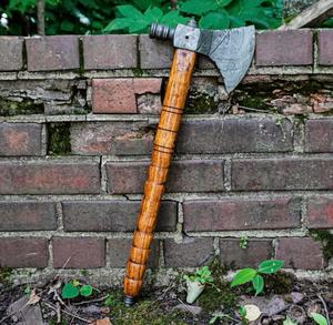 STEEL CRAFT INTERNATIONAL Hacha de martillo de acero de Damasco forjado a mano con espiga completa de 19 pulgadas y mango de madera, grado DIY, ODM, 1 año de garantía - Product Image 1