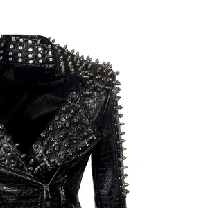 Veste de moto respirante en cuir clouté personnalisée pour femme, style rock, veste de combat pour homme, vêtements de fête pour femme - Product Image 5