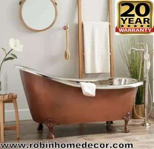 Bañera de Cobre de Alta Calidad, Bañera Independiente de Doble Extremo con Borde Liso para una Experiencia de Baño Relajante al Estilo Spa - Product Image 2