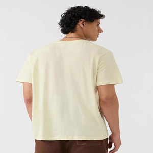 T-shirt pour homme en coton pur de haute qualité, version rétro ample avec manches tombantes et col rond, manches courtes - Product Image 4