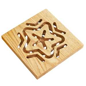 Spiral Hollow Round Wooden <b>Trivet</b> Swirl Geometric Cut Out Wood Coaster Heat Insulation Hot Pot Pad Dining Table Mat Kitchen - Product Image 6