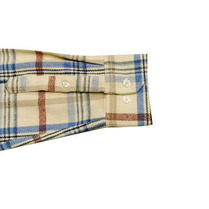 Camisa de Franela a Cuadros para Mujer, Camisas de Franela Beige para Hombre, Camisa de Franela con Borde Crudo - Product Image 1
