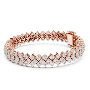 UNIQUE LAB GROWN CUT DIAMOND TENNIS BRACELET <b>SET</b> 18KT ROSE <b>GOLD</b> RHODIUM PLATED LUXURY DAILY/Office Wear WEDDING ENGAGEMENT - Product Image 1