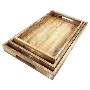 Plateau de service en bois 3 pièces très demandé - Design moderne, durable, passe au lave-vaisselle, utilisation en restaurant, 50 pièces, ARTISANAT INTIME - Product Image 1