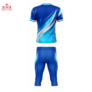 ชุดฟุตบอลสีน้ำเงินแบบซับลิเมชั่น เสื้อและกางเกงสำหรับผู้ชาย ผ้าโพลีเอสเตอร์ระบายอากาศ ชุดฟุตบอลสำหรับผู้ใหญ่ - Product Image 2