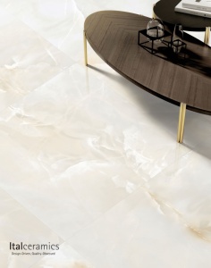 กระเบื้องปูพื้นพอร์ซเลน Thunder Onyx Pistachio ขนาด 600x600 มม. หนา 8.5 มม. ผิวมันเงา หรูหรา คุณภาพระดับพรีเมียมจากอินเดีย ป้องกันการลื่น เหมาะสำหรับใช้ภายใน - Product Image 1