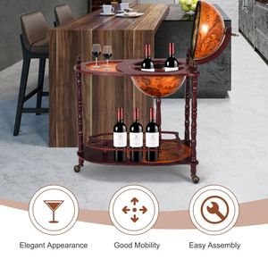 Chariot à vin vintage sur roulettes avec étagère supplémentaire - Product Image 4