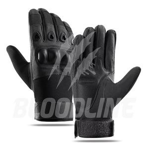 Black Sporty Safety <b>Gloves</b> Wrist Length Breathable PU Material <b>Touchscreen</b> Compatible Polyester Lining for Outdoor Sports - Product Image 2