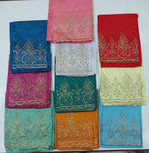 Superior Quality Latest Trendy Somalin Gorgura Underskirt Silk Taffeta Fabric With Stone Work On Abstract Pattern For Casualwear - Product Image 3