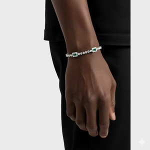 Luxury Women's 18K <b>Solid</b> Gold Tennis <b>Bracelet</b> With Emerald Cut Moissanite Bezel Setting Geometric Design Wedding Jewelry - Product Image 6