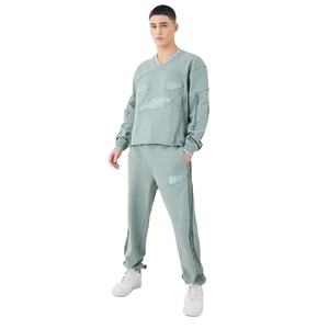 เสื้อสเวตเชิ้ตและกางเกงกีฬากางเกงกีฬาของผู้ชายทรงโอเวอร์ไซส์แบบดีไซน์ตามสั่งปักลาย - Product Image 1