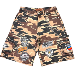 Pantalones Cortos Bermuda de Camuflaje para Hombre, Estilo Urbano, Cintura Media, Cierre de Botones, Bolsillos Decorativos, Tejido de Poliéster/Algodón - Product Image 1