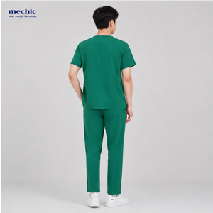 Tenue médicale homme moderne, douce, anti-transpiration, col en V, infroissable, en poly-rayonne - Product Image 4