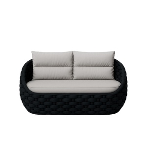 Loveseat para exteriores tejido de cuerda moderno más vendido | Sofá duradero de 2 plazas con cojines para patio, jardín y hoteles | Vietnam - Product Image 1