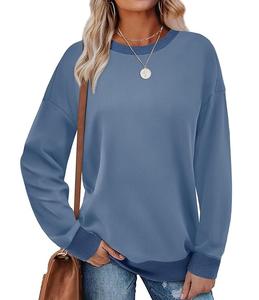 Sudadera de Algodón para Mujer, Diseño Nuevo, Lujosa, Manga Larga, Cuello Redondo, Hombros Caídos, Color Sólido, Cómoda, Informal, de Bangladesh - Product Image 1