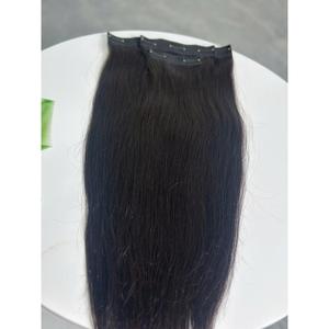 ผมต่อแบบคลิปหนีบสีดำธรรมชาติ ปลายแบน ผมตรงแบบ Bone Straight ผมเวอร์จินแท้จากเวียดนาม แบบ Double Drawn ไร้รอยต่อ - Product Image 2