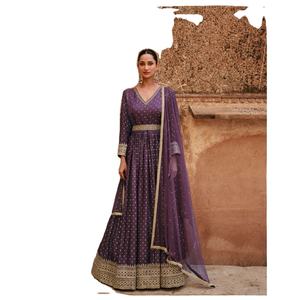 Dernier Designer Organza Soie Broderie Jacquard Travail Anarkali Robe Par Fab Zone - Product Image 1