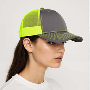 Gorra Trucker de 5 Paneles con Parche de Cuero Bordado Personalizado, Malla OEM Premium, Verano, Algodón, Unisex, Colorida, Popular - Product Image 1