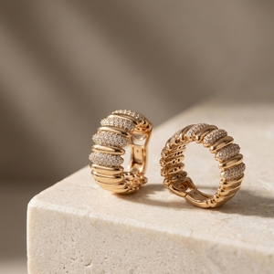 Boucles d'oreilles créoles en or 9k 14k 18k avec diamants de laboratoire taille brillant rond, tendance, de luxe, pour femmes, vente en gros - Product Image 4