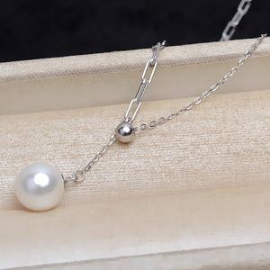 Chaîne en argent S925 de style AB en forme de Y, avec un seul perle, ajustable, manchon vide pour collier de perles, pendentif, composants de bijoux - Product Image 4