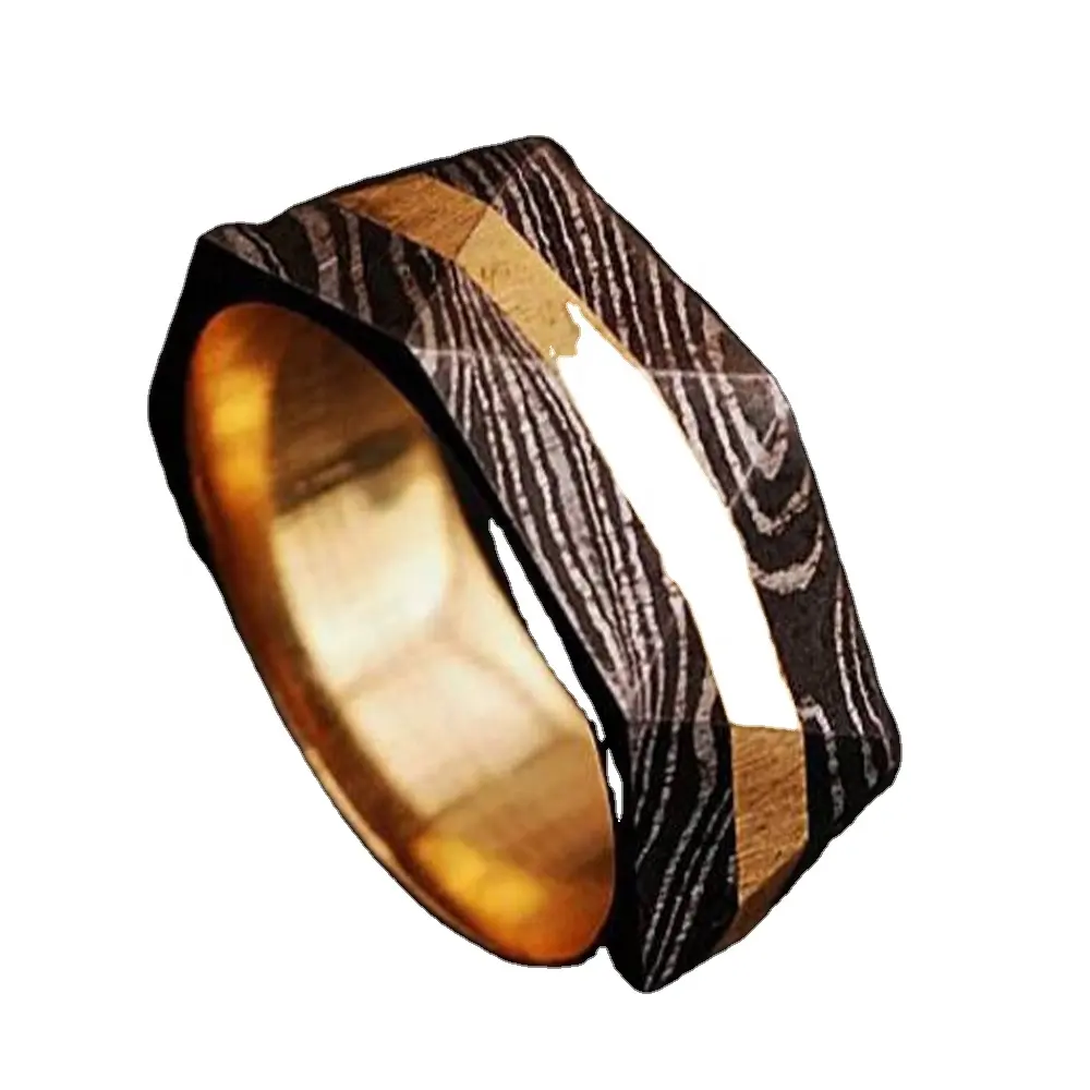 Custom Handmade Custom Made Damaskus Stahl Ehering Herren Hochzeits-/Verlobung sring Unisex Ring