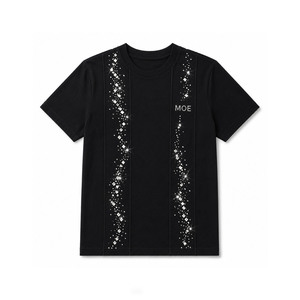 Clear Glass Rhinestone Embellished women's shirt Decorative Piping <b>Sparkly</b> Effect Tshirt Regular Fit Half Sleeve Tee Custom Logo - Product Image 3
