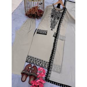 Vestidos de noche de diseñador Dupatta hermosa con aspecto de fiesta inferior superior - Product Image 3