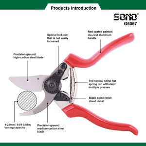 Tijeras de Podar SONO G6067 de Grado Industrial, Duraderas, con Mango de Plástico de Agarre Suave y Hoja Metálica Cromada con Revestimiento Plástico - Product Image 2
