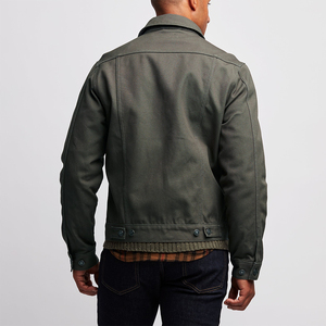 Custom Design Horn Button Closure Front Logo Custom Color Full Sleeve Lightweight Windproof Classic Men's <b>Canvas</b> <b>Jacket</b> - Product Image 4