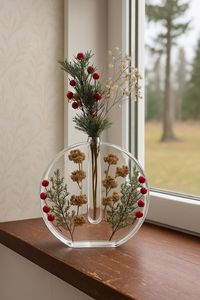 Jarrón de Flores de Resina Ecológica con Acabado Artístico Hecho a Mano para Accesorios de Decoración del Hogar con Estilo - Product Image 1