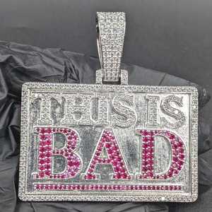 Colgante de Letra Hip Hop de Moissanita, Plata 925, Totalmente Engastado, Rectangular, Personalizado con Nombre, Bicolor, Colgante Bling para Rapper - Product Image 1