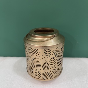 Gold Metal Candle Lantern Leaf Cut Design Tealight Holder <b>Decorative</b> <b>Table</b> Lantern Home <b>Decor</b> - Product Image 1