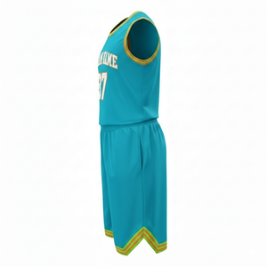 Ensemble de maillots de basket-ball turquoise personnalisés, sans manches, anti-transpiration, nom de l'équipe, impression sublimée 37, vêtements de sport unisexes pour adultes - Product Image 2