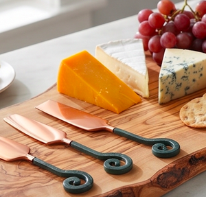 Juego de Queso de Acero Inoxidable con Mango Verde en Espiral, Perfecto para Cortar Queso, Bodas, Fiestas y para Servir con Estilo en la Mesa - Product Image 4