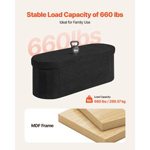Panca ovale in tessuto Teddy Fleece, grande, pieghevole, imbottita, contenitore portaoggetti in MDF per applicazioni alberghiere - Product Image 6
