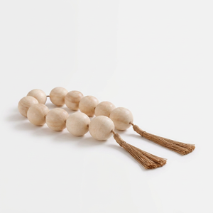 Guirnalda de Cuentas de Madera Grandes Hechas a Mano con Borlas de Yute, Decoración Boho Rústica para Bandeja Escalonada y Estante, Suministro al por Mayor - Product Image 1