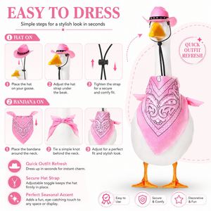 Décoration de Jardin Extérieur pour Porche : Chapeau de Cowgirl Rose, Bandana Paisley, Vêtements de Statue d'Oie, Décoration de Vacances Western - Product Image 2