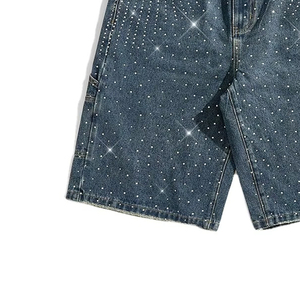 Shorts Bermuda en Jean pour Homme, Taille Mi-Haute, Couleur Unie, Style Décontracté Urbain, Fermeture Boutonnée, Tissu 100% Coton Tissé, Écologique - Product Image 3